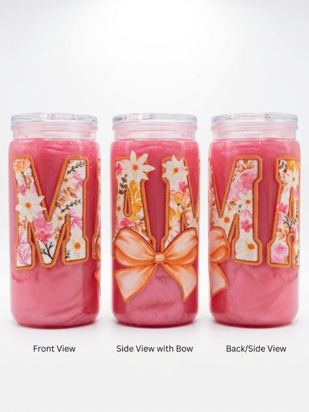 Floral Patch "MAMA" 16oz Shimmer Libbey-Style Tumbler